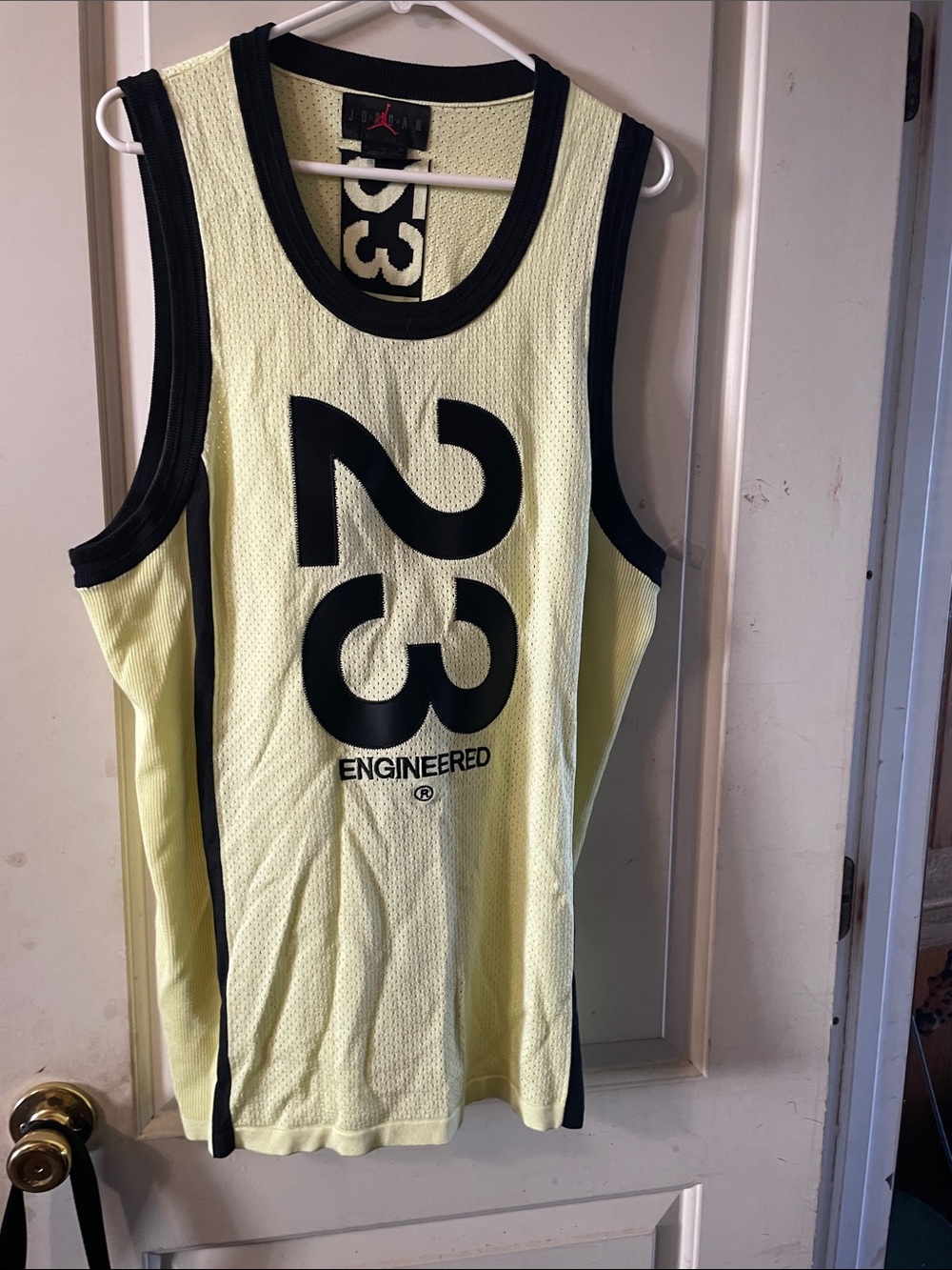 Jordan Yellow and Black 23 Engineered Mesh Tank Jersey Medium